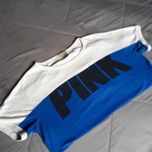 New VS PINK Tee Shirt. Blue & White t shirt